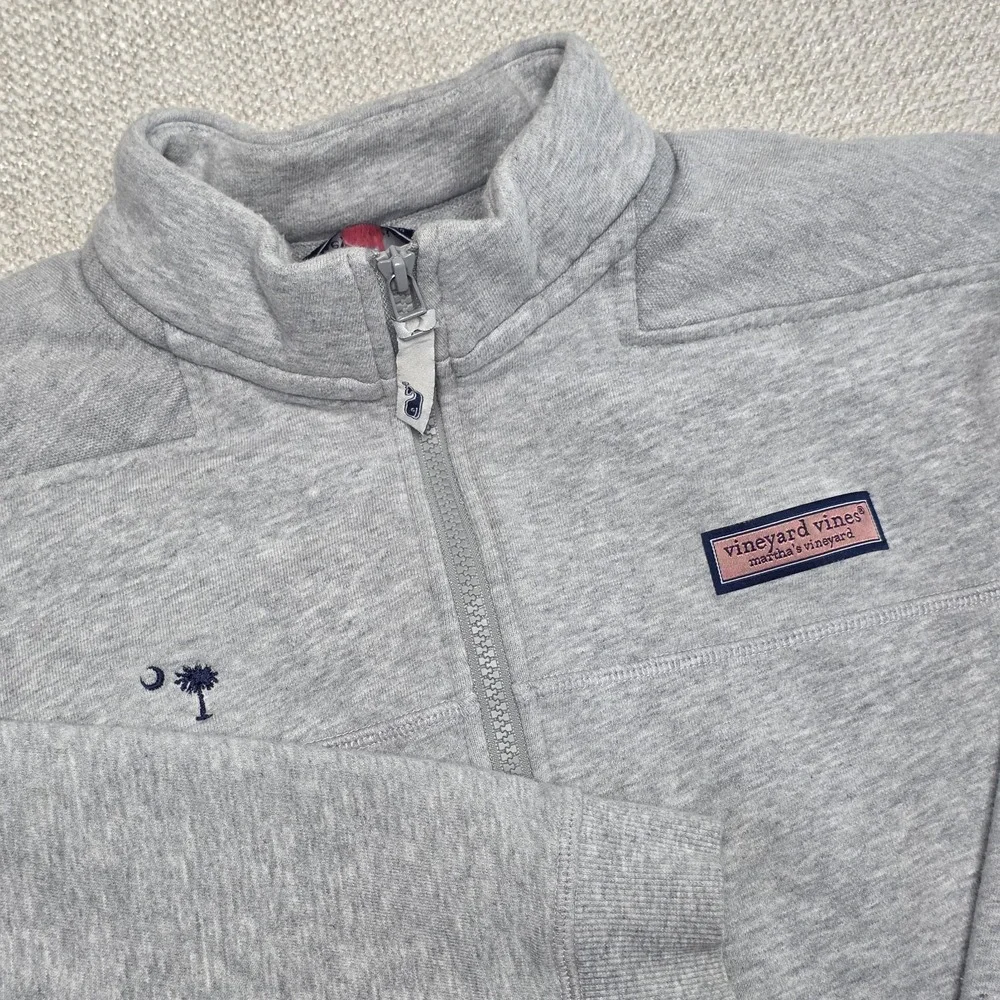 Vineyard Vines Sweater Mens S Gray Collegiate Shep Pullover Zip Mock Sweatshirt